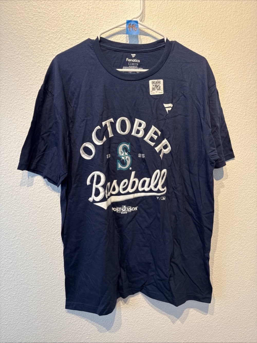 Fanatics Navy Seattle Mariners "October Baseball" Short Sleeve Tee sz L